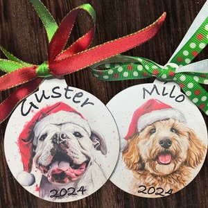 Custom Dog Breed Christmas Ornament | Personalized Pet Name & Year | 70 Breeds Available | Wooden Sublimation | Made to Order Holiday Decor