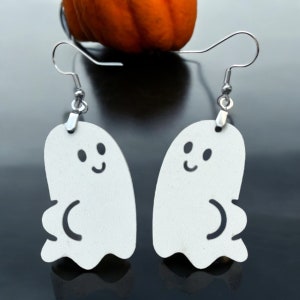 Funny Ghost Butt Earrings: Laser Etched Halloween Dangle Jewelry