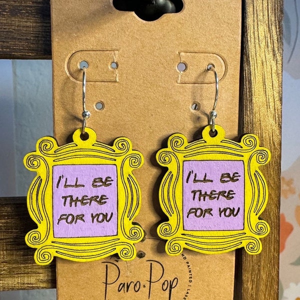 Friends TV Show Frame Earrings - Flat or 3D Style - Ill Be There for You - Rachel Green - Monica Geller - Unique TV Show Jewelry