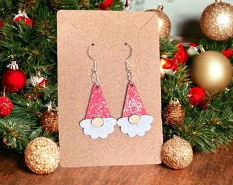 Handcrafted Wood Gnome Earrings: Whimsical Sterling Silver Jewelry