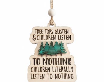 Christmas Ornament Children Listen To Nothing - Wood Hand Painted