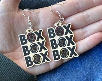 Racing Earrings Box Box Box Pit Stop - Wood Handmade Motorsport