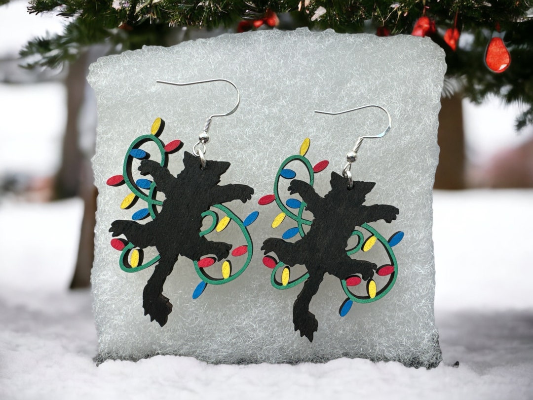 National Lampoon's Christmas Vacation Cat Earrings Holiday Light