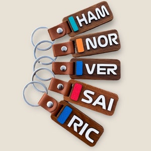 F1 Driver Keychain & Box Set | Daniel Ricciardo Lewis Hamilton 3D Initials | Wooden | Personalized Formula 1 Gift for Racing Fans