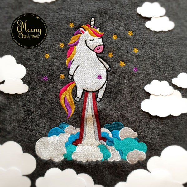 Farting Unicorn Embroidery Design , Instant Download