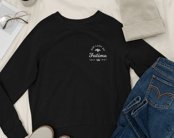 Felpa unisex ricamata di Nostra Signora di Fatima, pullover girocollo cattolico, maglione da uomo cristiano, camicia da donna ricamata, camicia di Mary