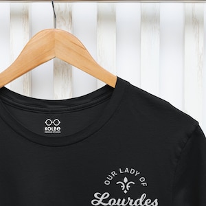 Our Lady of Lourdes Unisex Embroidered Short Sleeve T-shirt, Catholic Men&#39;s Shirt, Catholic Women&#39;s Tee, Mary Crewneck