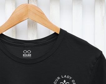 Our Lady of Lourdes Unisex Embroidered Short Sleeve T-shirt, Catholic Men's Shirt, Catholic Women's Tee, Mary Crewneck
