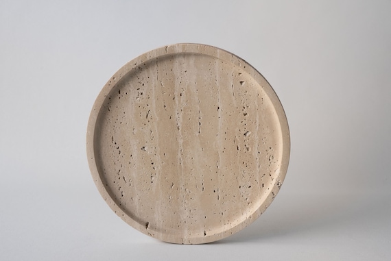 Plateau Rond En Marbre Travertin Beige 16 Cm – Dessous De Plat Naturel Et Unique