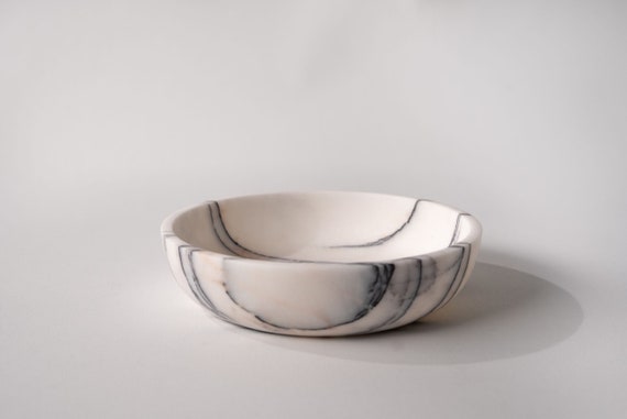 Natural Calacatta Viola Marble 11" ( 28 cm ) wide large Marble Serving Bowl, Curved Serving Bowl, Handmade Decorative Home Decor, Fruit Bowl