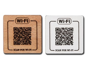 Personalised WiFi QR Code Sign: Internet Engraved Wooden Plaque for Airbnb, Cafe, Guesthouse