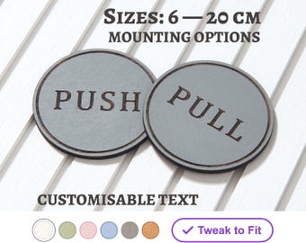 Custom Engraved Wooden Door Sign: Push/Pull, Office, Business