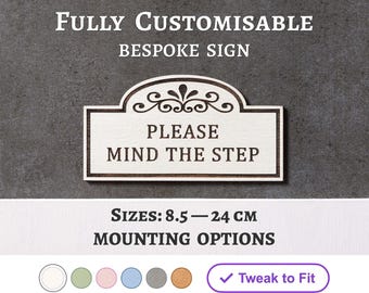 Custom Engraved Wooden 'Mind The Step' Sign: Airbnb Decor