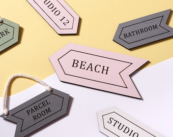 Personalized Wooden Arrow Sign: Engraved Directional Decor