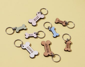 Personalized Bone Keychain | Engraved Wooden Dog Lover Gift | Funny Keyring