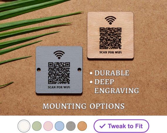 Engraved WiFi QR Code Sign | Custom Password Plaque