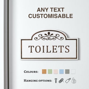 Custom Toilet Door Sign | Bathroom Wall Plaque | Vintage Wooden Engraved Sign | WC Door Sign | Water Closet Sign | The Loo Sign