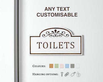 Custom Toilet Door Sign | Bathroom Wall Plaque | Vintage Wooden Engraved Sign | WC Door Sign | Water Closet Sign | The Loo Sign