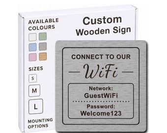 Personalised Guest WiFi Sign – Wooden Password Plaque for Airbnb & Holiday Rental
