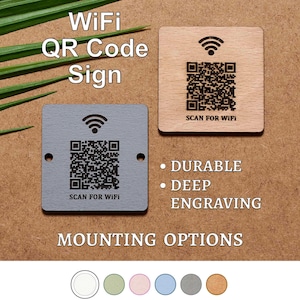 Engraved WiFi QR Code Sign | Custom Password Plaque image 1