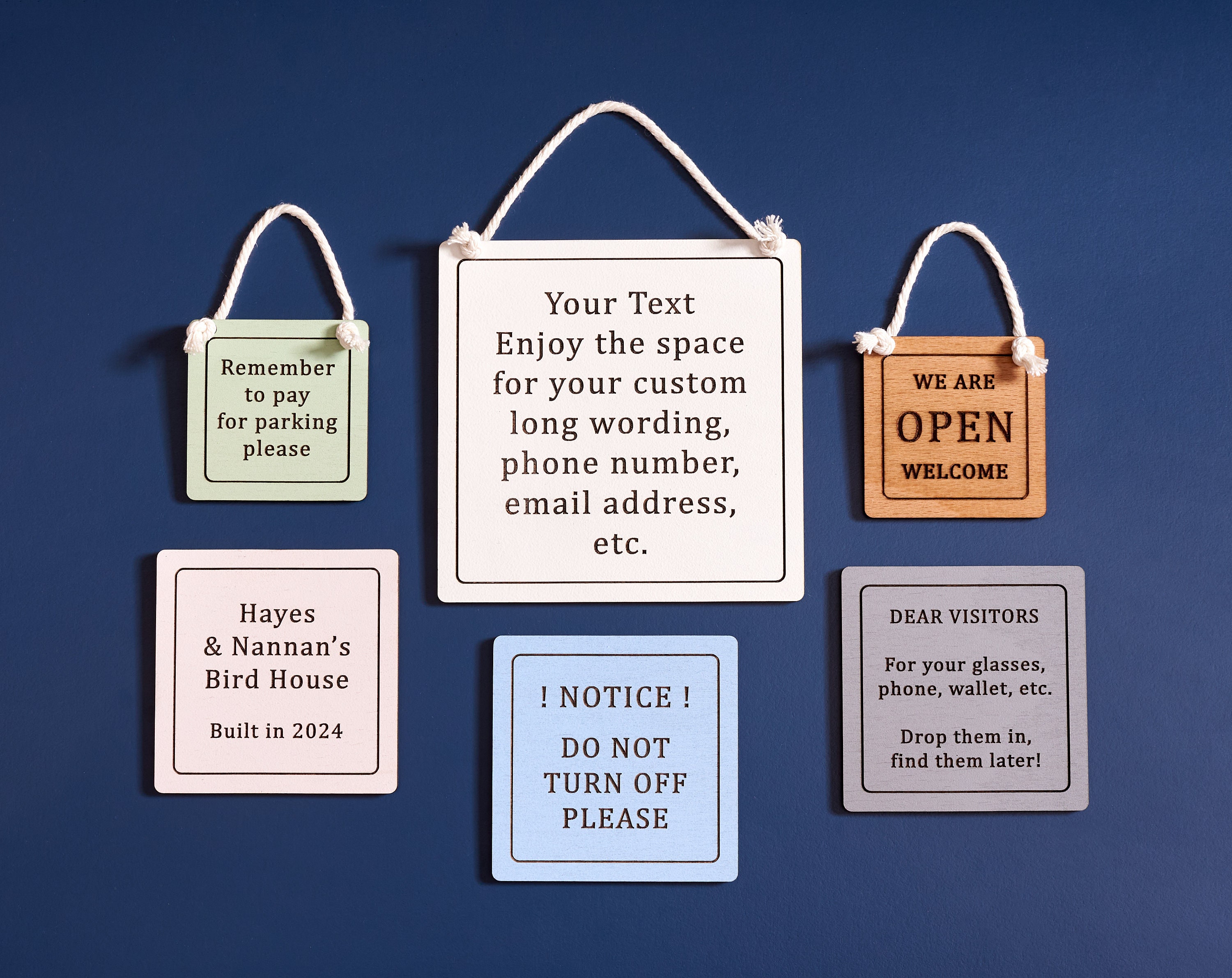 Personalised Square Sign | Wooden Personalised Plaque | Custom Large and Small Engraved Room Signs For Home | Personalised Kitchen Signs