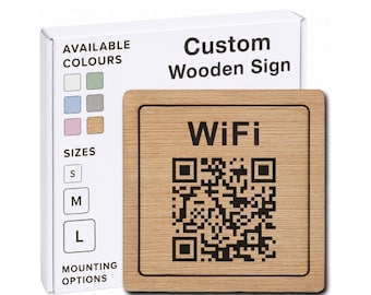 WiFi QR Code Sign – Personalised Wooden WiFi Password Plaque