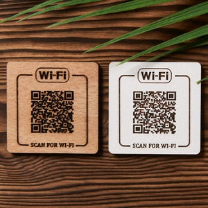 WiFi Password Sign | Scan QR Code for WiFi Card | WiFi Code Wall Sign | Personalised WiFi QR Code for Airbnb, Hotel, Cafe | WiFi Office Pass