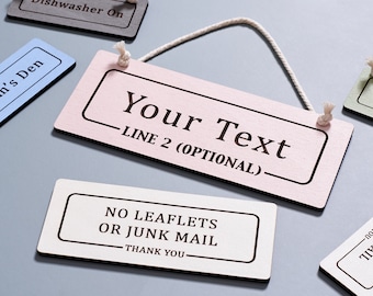 Personalised Sign | Custom Wooden Engraved Plaque | Any Text Custom Made Tags, Wooden Labels, Organisation Tags | Custom Signs For Home Room