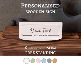 Freestanding Personalised Plaque: Custom Engraved Wooden Sign