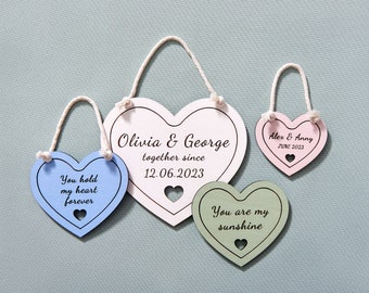 Heart Sign Personalised | Custom Valentines Day Plaque with Heart Gift | Bespoke Present for Girlfriend, Wife, Husband, Couples Present