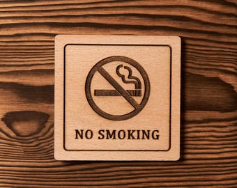 Engraved Wooden No Smoking Sign – Smoke-Free Plaque for Hotels, Airbnb, Cafes, Smoking Restricted Spaces