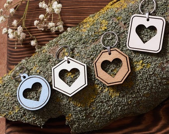 Sleutelhanger met houten hart | Hartvormige sleutelhanger | Handgemaakt sleutelhangercadeau