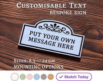 Personalised Wooden Sign – Custom Engraved Vintage Plaque, Hanging Door Sign, Name Label, Room Decoration