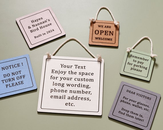 Personalized Sign – Square Wooden Engraved Plaque for Bar, Garden, Door, Kitchen & Kids’ Room Decor