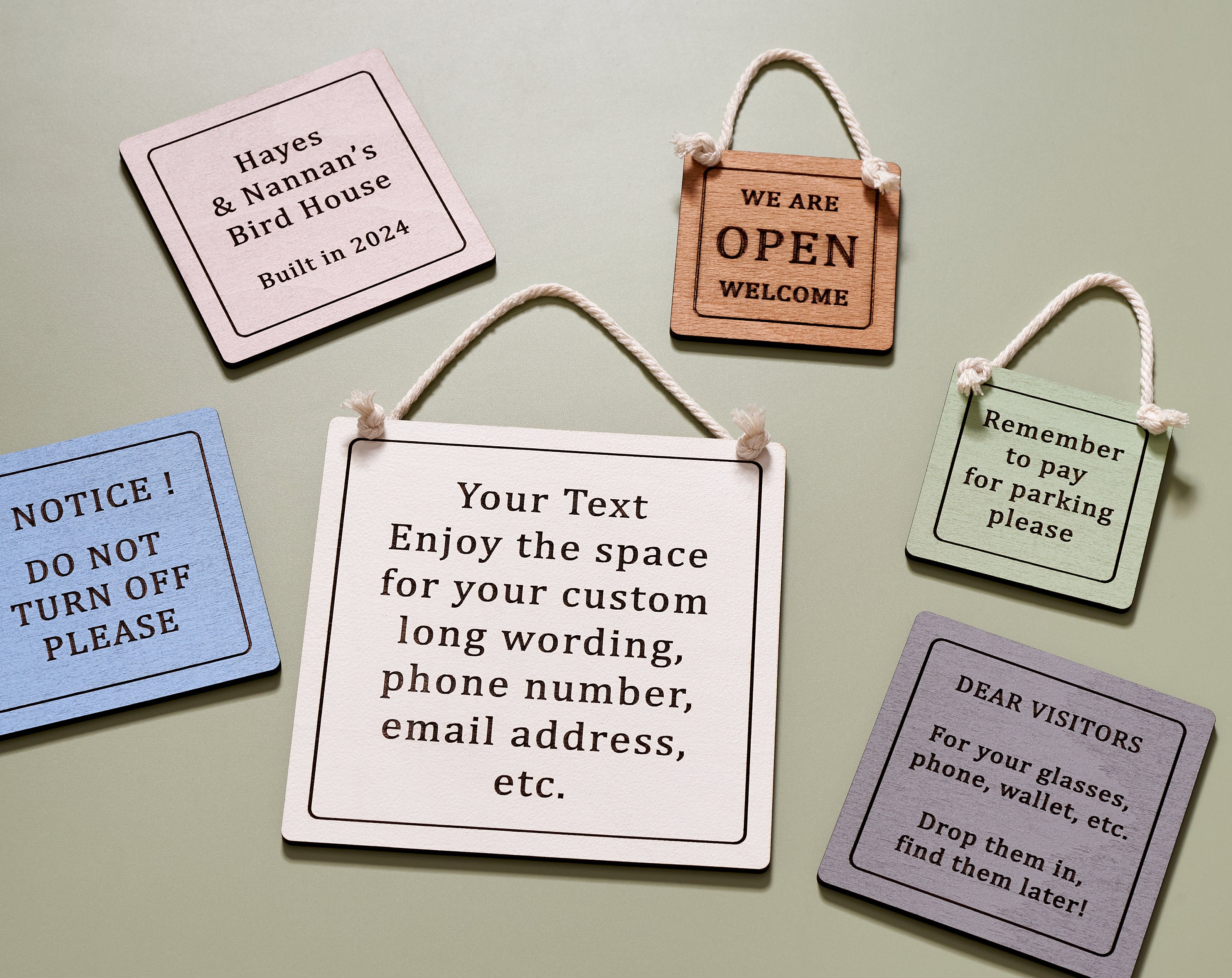 Personalised Square Sign | Wooden Personalised Plaque | Custom Large and Small Engraved Room Signs For Home | Personalised Kitchen Signs