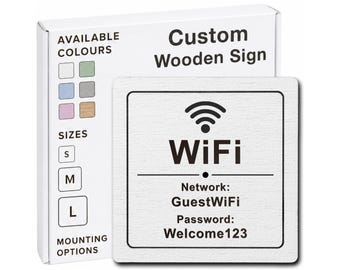 Personalised Hotel WiFi Sign – Wooden Network & Password Plaque