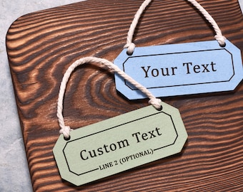 Custom Hanging Wood Sign: Personalized Engraved Plaque, Hanging Door Decor, Wooden Name Tag