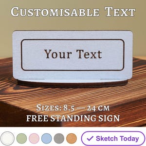 Plaque debout personnalisée | Enseignes en bois autonomes | Affiche autoportante personnalisée | Enseignes et stands commerciaux | Plaque de table en bois