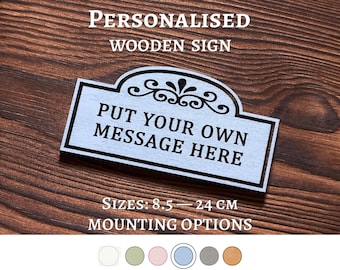 Personalised Wooden Sign – Custom Engraved Vintage Plaque, Hanging Door Sign, Name Label, Room Decoration
