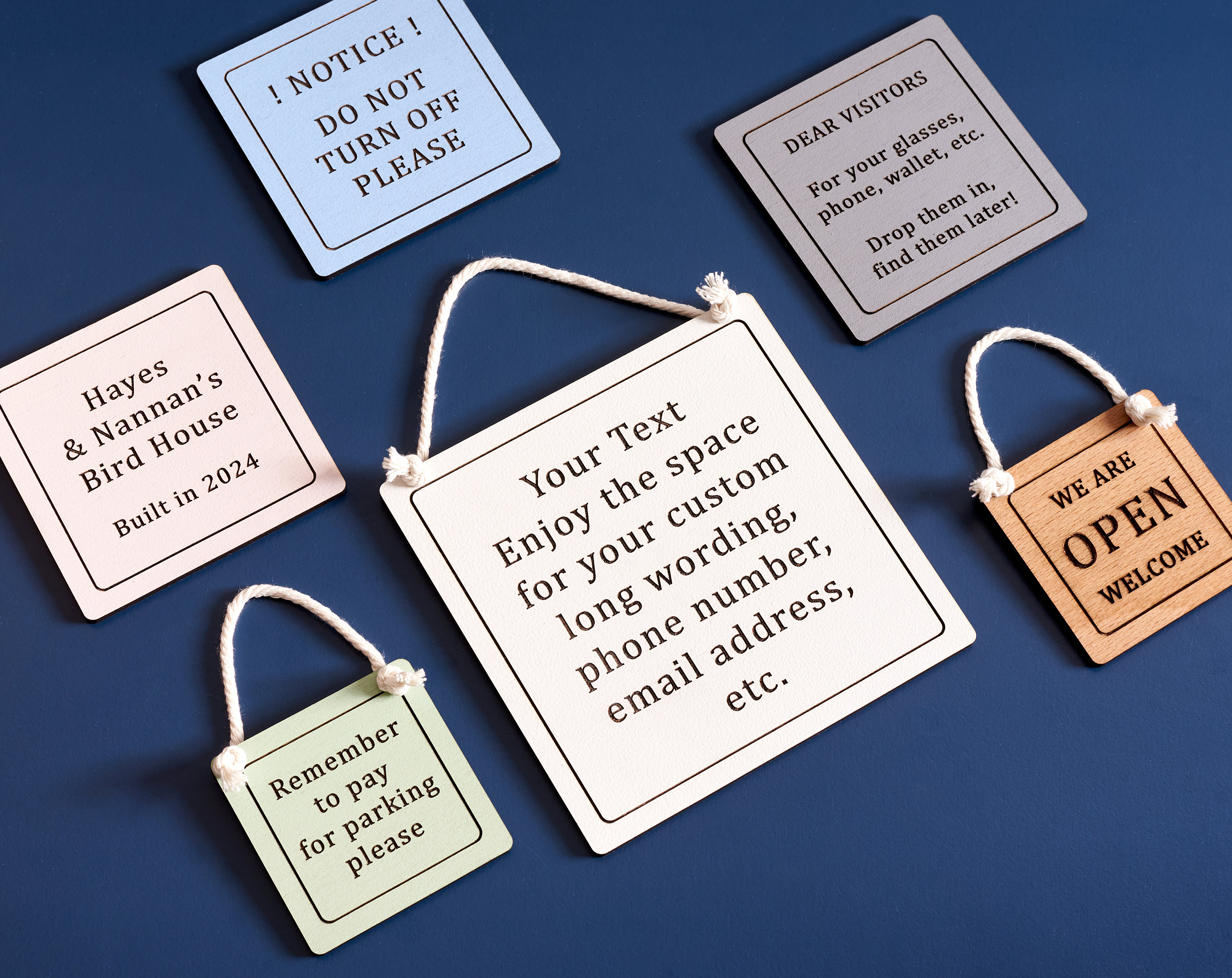 Personalised Square Sign | Wooden Personalised Plaque | Custom Large and Small Engraved Room Signs For Home | Personalised Kitchen Signs