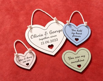 Personalized Heart Sign | Bespoke Present for Girlfriend, Wife, Couples | Valentine's Day Plaque