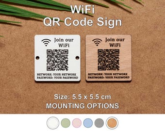 WiFi QR Code Custom Engraved Password Sign | Scan For Wi-Fi QR-Code Internet Plaque