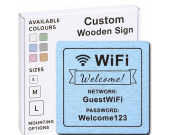 Personalised Guest WiFi Sign – Wooden Password Plaque, Airbnb Welcome Sign