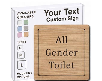 All Gender Restroom Sign – Wooden Toilet Door Plaque