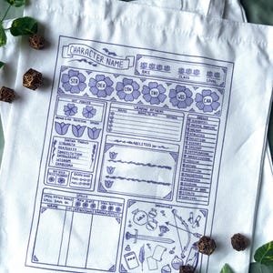 D&D Character Sheet Tote - Flowers