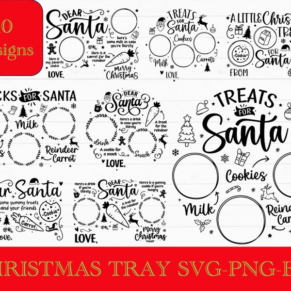 Dear Santa Tray SVG Bundle, Christmas SVG, Santa Tray SVG, Santa Plate svg, Santa Milk Cookies svg, Cookies for Santa svg, carrot svg Cricut