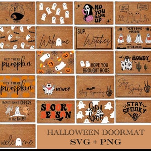 Halloween Fußmatte svg Bundle, Halloween Fußmatte digitaler Download, Halloween Willkommensschild svg, Süßes oder Saures Wische deine Füße ab, Willkommen Boo
