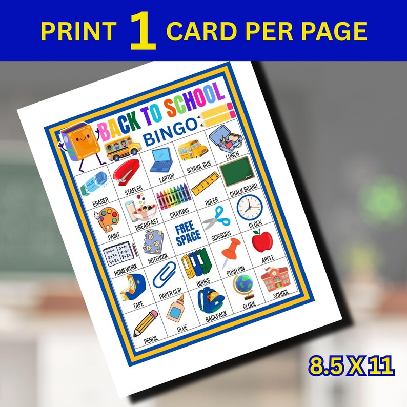 Back to School Bingo Game: Printable Classroom Icebreaker (PDF Download ...