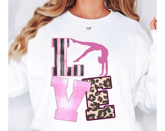Love Gymnastics PNG: Gymnast Design, Sublimation (Digital Download)