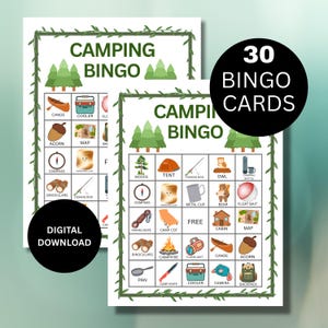Jogo de Bingo para Acampamento – PDF para Imprimir | Atividade Divertida de Acampamento para Crianças e Famílias | Bingo com Tema de Acampamento ao Ar Livre com Imagens de Acampamento, Jogos de Acampamento para Crianças